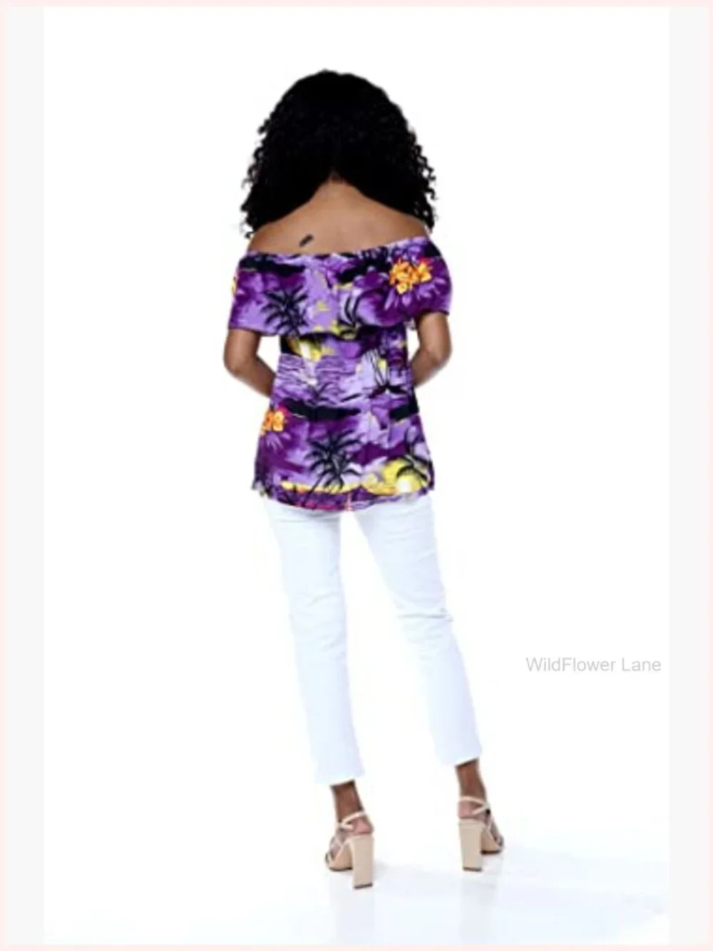 Couple Matching Hawaiian Luau Set - Off-Shoulder Ruffle Top & Aloha Shirt